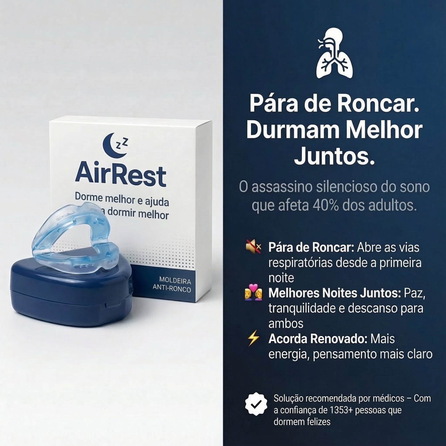 AirRest™ 2026 | Bucal anti-roncos e anti-apneia | Em Promoção