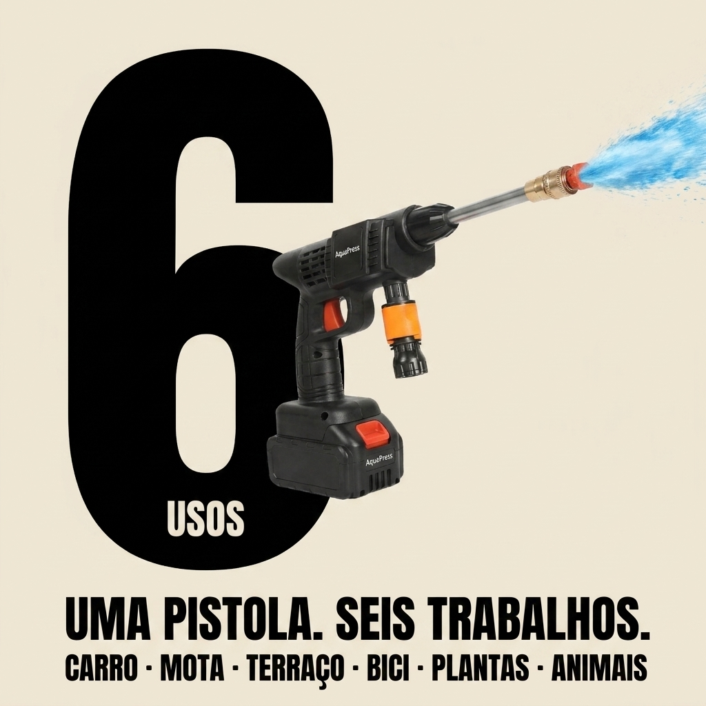 AquaPress - Pistola de água sob pressão. Sem fios (Top 2026)