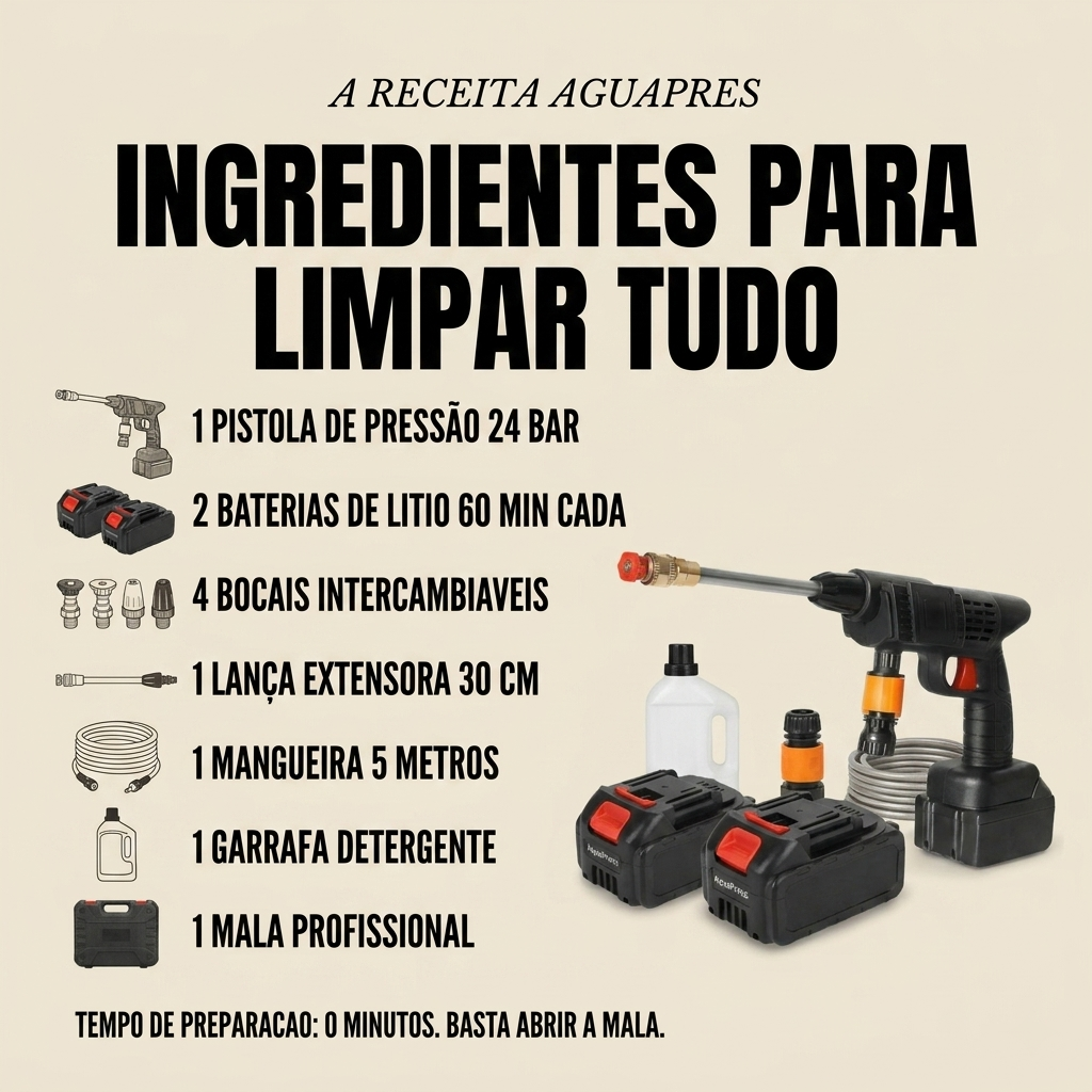 AquaPress - Pistola de água sob pressão. Sem fios (Top 2026)