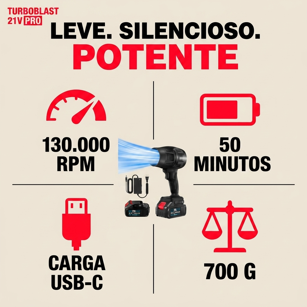 TurboBlast 21V Pro - Duas Baterias de Oferta